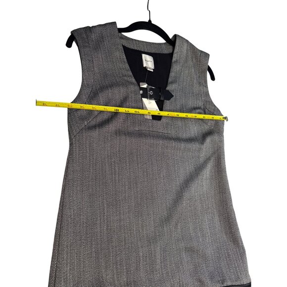 Maeve Anthropologie Sleeveless Sheath Dress Gray Black Faux Leather Hem XXS NWT - Picture 11 of 16